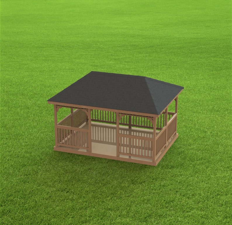 garden gazebo building plans i hip roof 12 x 16 etsy