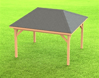 Hip Roof Gazebo Building Plans 12&#39; x 14&#39; Perfect for Spas