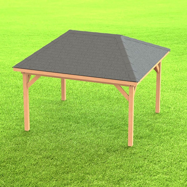 Hip Roof Gazebo Building Plans 14' x 16' Perfect for Spas