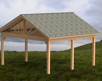 Gable Roof Gazebo Building Plans 20'x20' Perfect for Spas