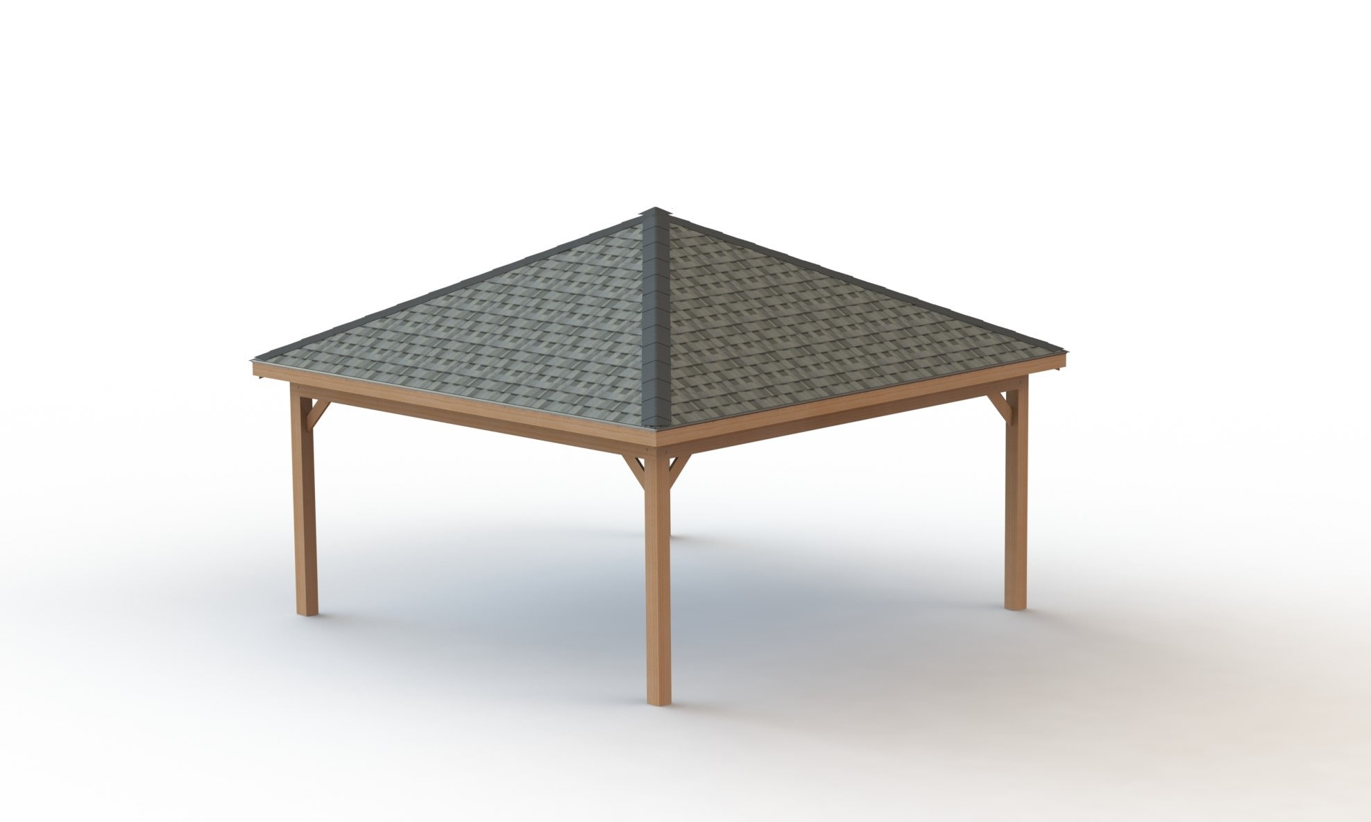 Hip Roof Gazebo Building Plans 20' X 20' Four Posts With Permit