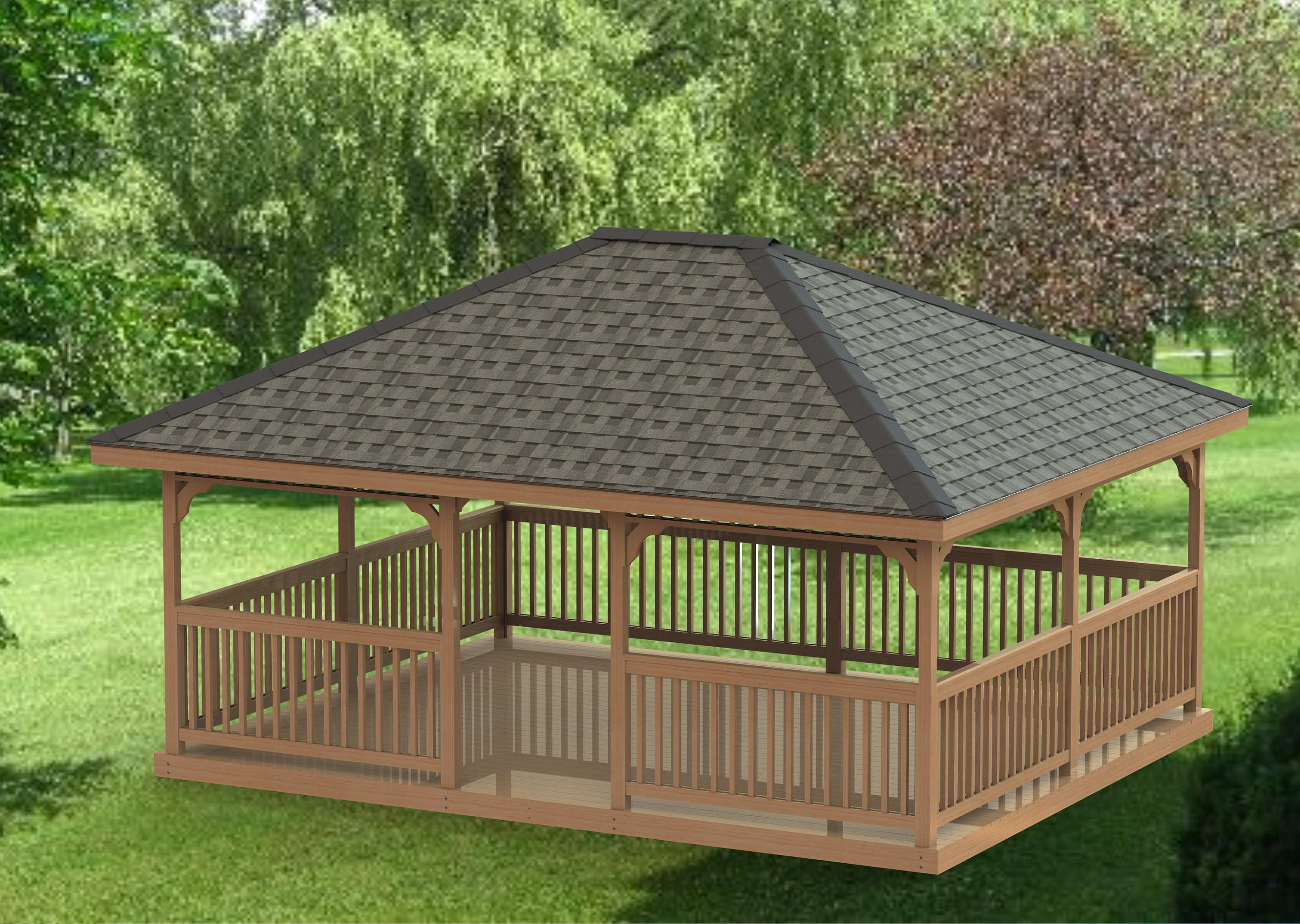 Garden Gazebo Building Plans I Hip Roof 16 X 20 Etsy UK