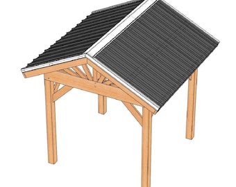 Gable Metal Roof Gazebo Building Plans 8' x 8' Perfect for Spas