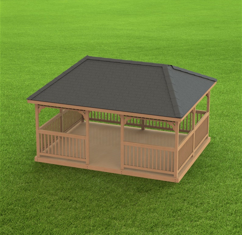 Garden Gazebo Building Plans I Hip Roof 14 x 18 | Etsy