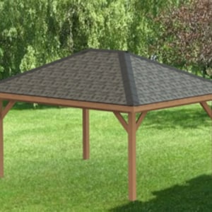 Hip Roof Gazebo Building Plans 12' x 16' Perfect for Spas