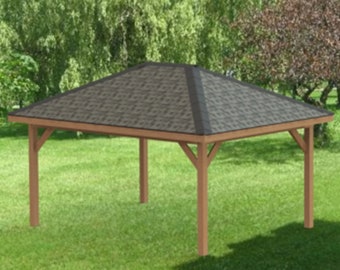 Hip Roof Gazebo Building Plans 12&#39; x 16&#39; Perfect for Spas