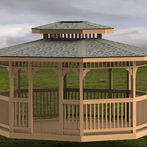 Oval Garden Gazebo Building Plans Double Hip Roof - 14 x 16