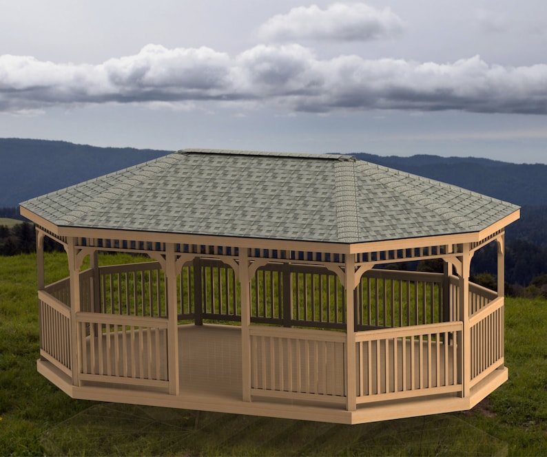 Oval Garden Gazebo Building Plans Hip Roof 14 x 22 Etsy