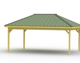 Hip Roof Gazebo Building Plans 16&#39; x 24&#39; - Four Posts