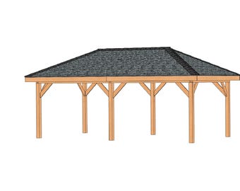 Hip Roof Gazebo Building Plans 12' x 22' Perfect for Spas