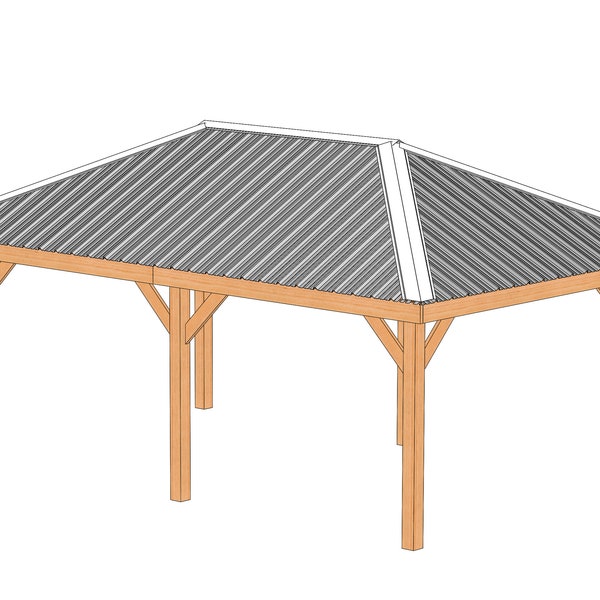 12' x 20' Hip Roof Gazebo Building Plans - Metal Roof