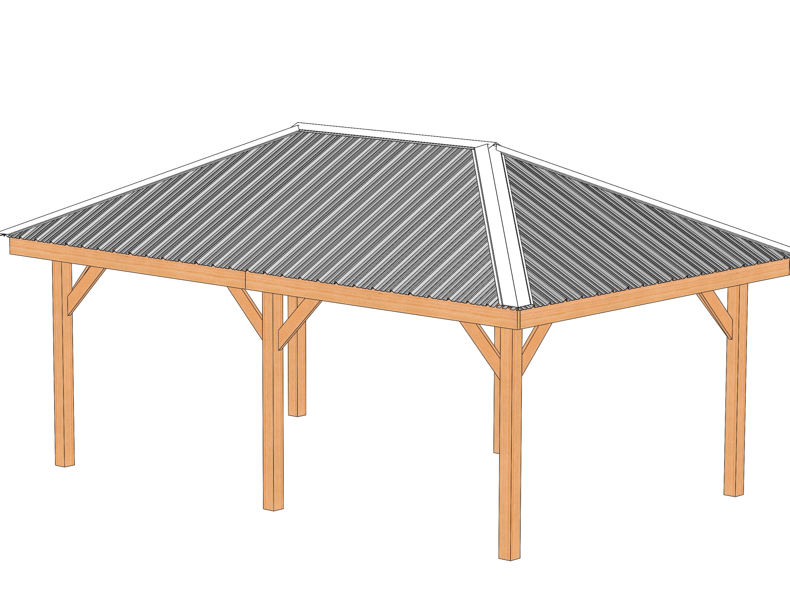 12' X 20' Hip Roof Gazebo Building Plans Metal Roof Etsy Australia