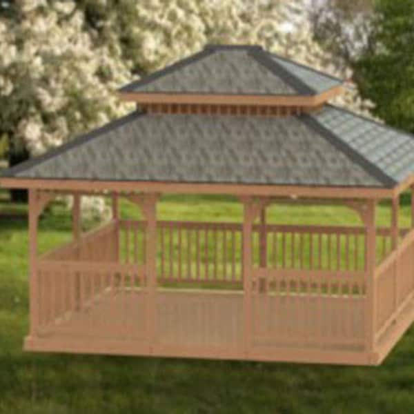 Garden Gazebo Building Plans I Double Hip Roof - 14 x 16
