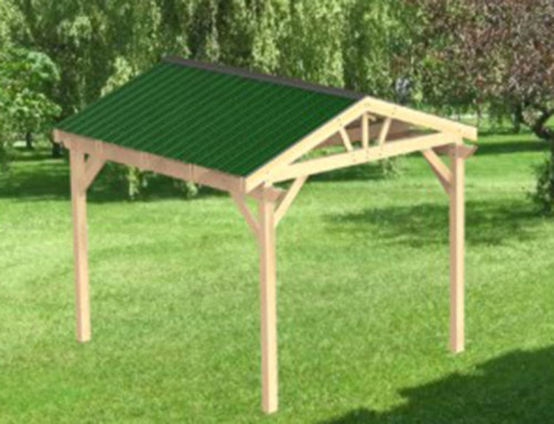 Gable Steel Roof Gazebo Building Plans 12' x 14' Etsy