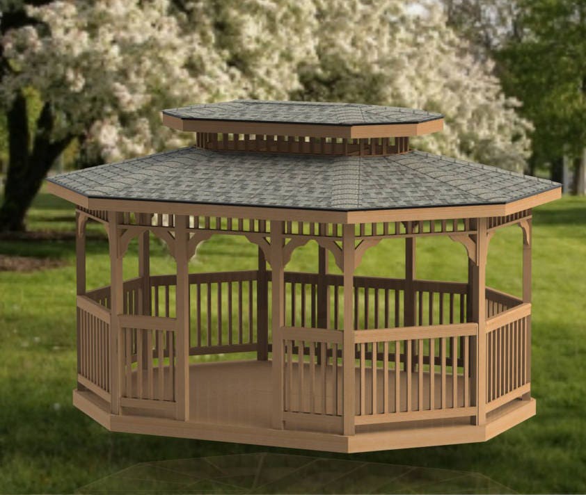 Gazebo dimensions are 16ft Long x 12ft Wide at the base