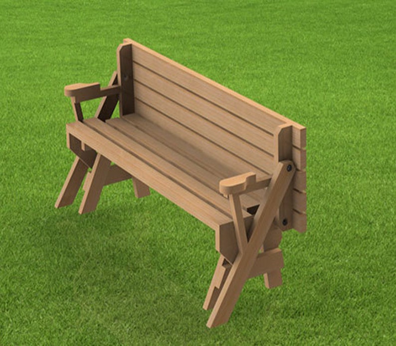 Folding Bench and Picnic Table Combination Woodworking Building Plans