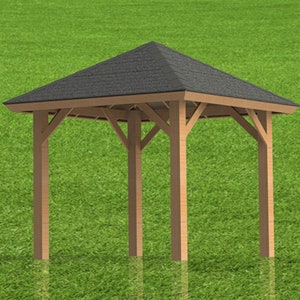 Hip Roof Gazebo Building Plans 10&#39; x 10&#39; Perfect for Spas