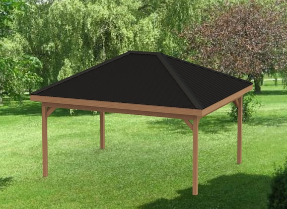 Hip Roof Gazebo Building Plans 16' X 20 