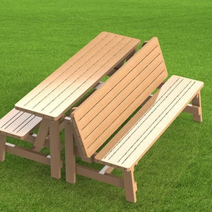 Convertible 6ft Bench to Picnic Table Combination Building Plans