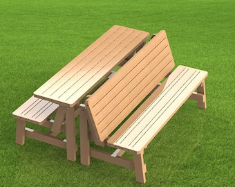 Convertible 6ft Bench to Picnic Table Combination Building Plans