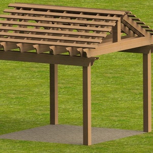 Gable Roof Pergola Building Plans 12&#39; x 12&#39;