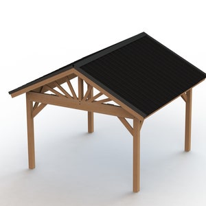 Gable Metal Roof Gazebo Building Plans 12' x 12' Perfect for Spas