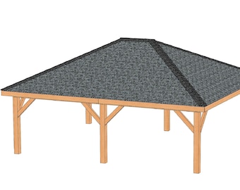 Hip Roof Gazebo Building Plans 20' x 24' with Permit Drawings