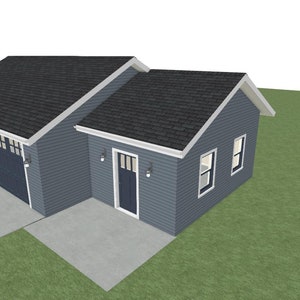 Double Garage 001 Building Plans 24&#39; x 28&#39; with 12&#39; x 18&#39; Shop -  Downloadable Plans with Modifiable .dwg File