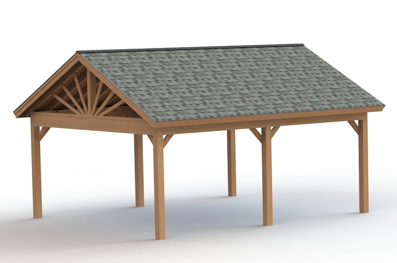 Gable Roof Gazebo Building Plans 20'x24' With Permit Drawings Etsy