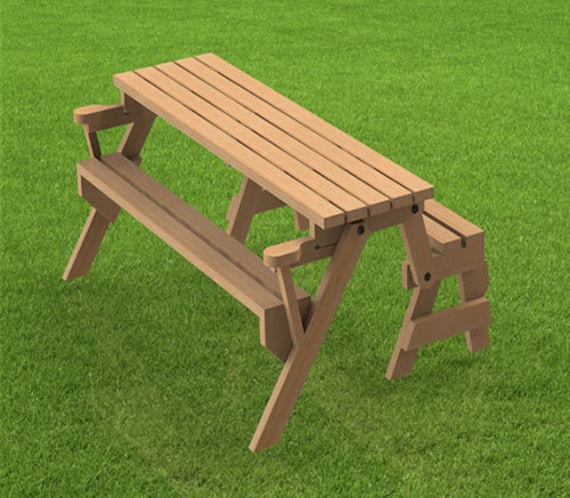 Folding Bench And Picnic Table Combination Woodworking Etsy