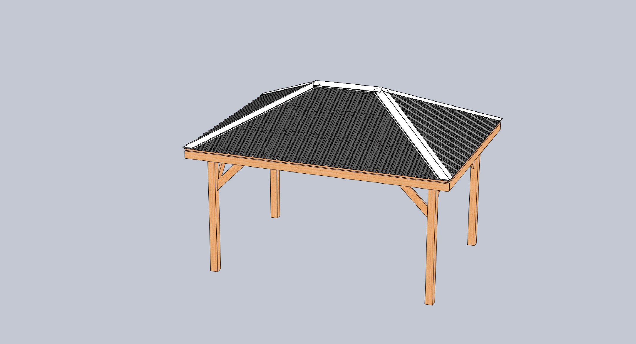 Hip Roof Gazebo Building Plans 10' x 14' with Metal Roof - Perfect for Spas