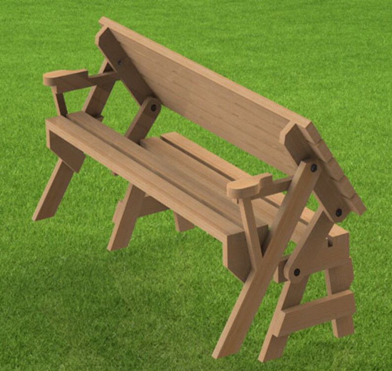 Folding Bench and Picnic Table Combination Woodworking Building Plans instructions 6ft Etsy