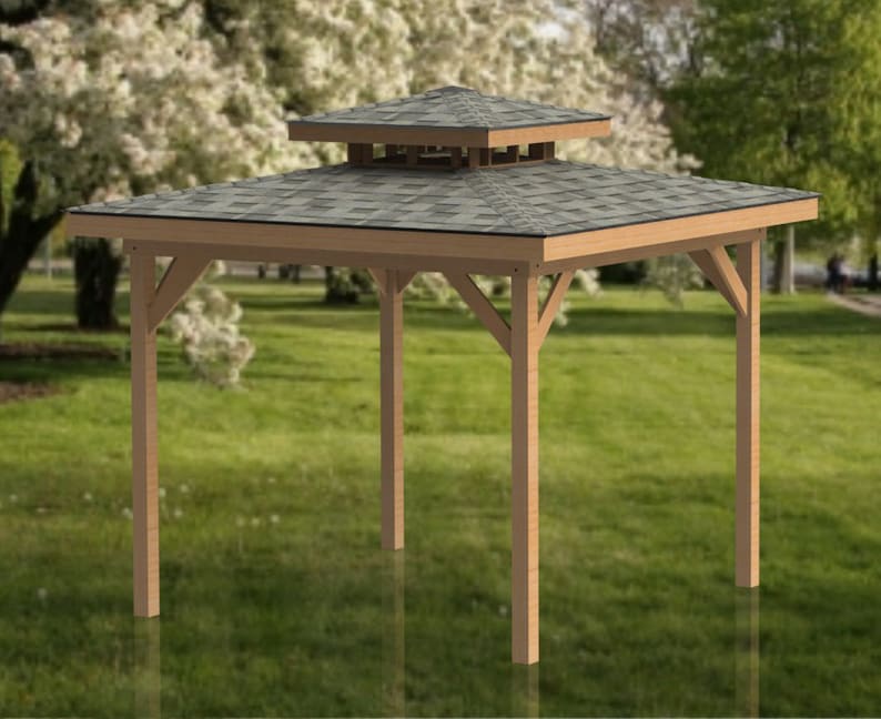 Hot Tub Gazebo Building Plans Double Hip Roof 12 X 12 Etsy