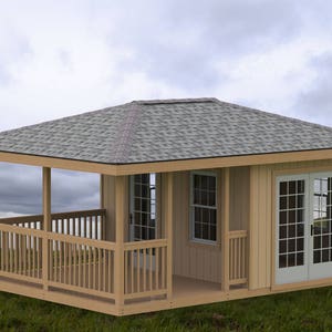 Garden Gazebo/Man Cave/She Shed Building Plans I Hip Roof - 14 x 20