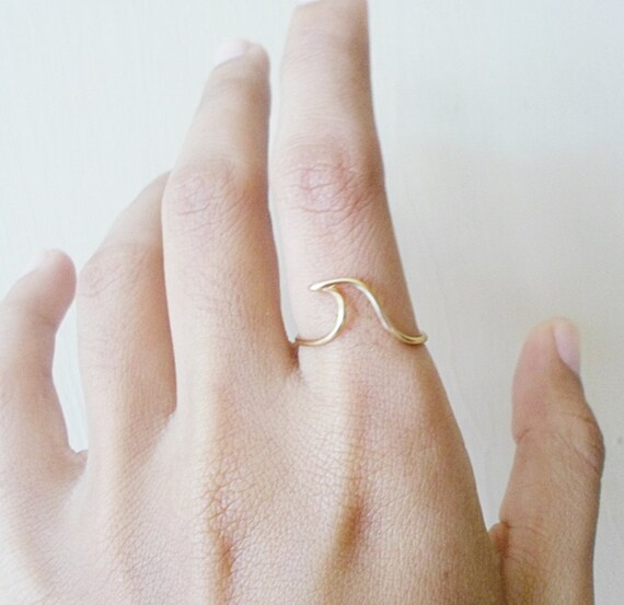 Gold Wave Ring or Silver Wave Ring / Small Gifts / Sea Lover Etsy