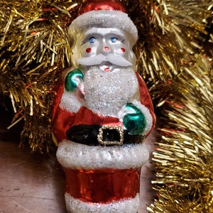 Vintage Kurt Adler 5&quot; Glass Santa Christmas Tree Ornament