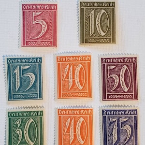 1921-1923 Germany 8 stamps shiny OG unhinged unused