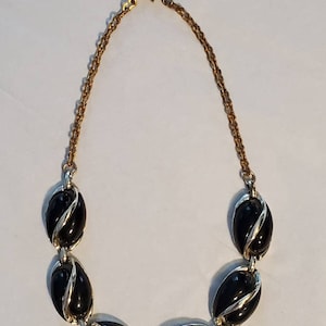 Vintage 70&#39;s Black Plastic Costume  Necklace 15&quot; Choker style