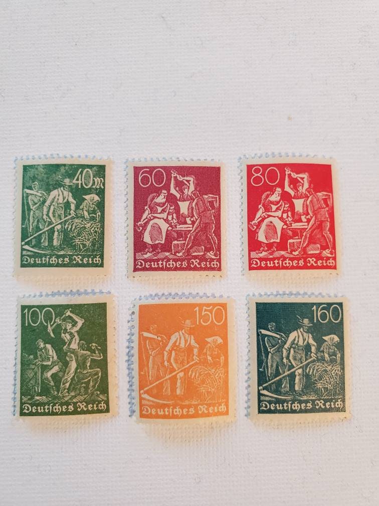 1920s Germany Deutsches Reich Weimer Republic Workers stamps shiny OG unhinged unused