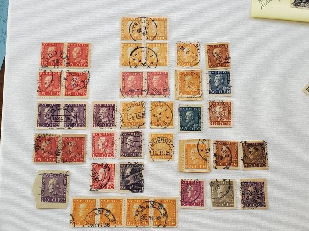 1921- ? Sweden King Gustav V 10/15/20/25/30/35/45/50 Ore Postage