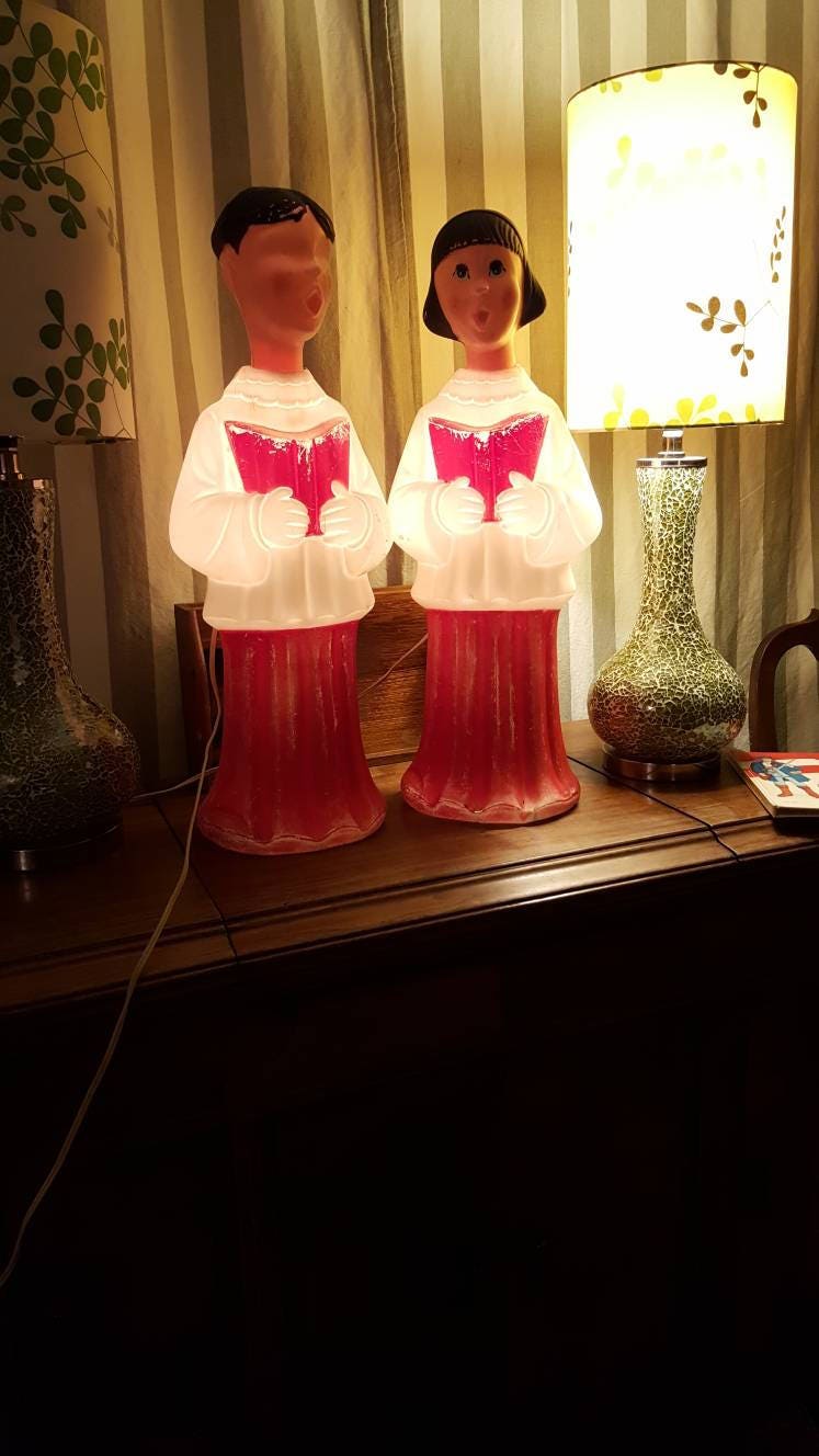 Vintage Beco Blown Plastic Christmas Carolers Set of 2 Indoor Etsy