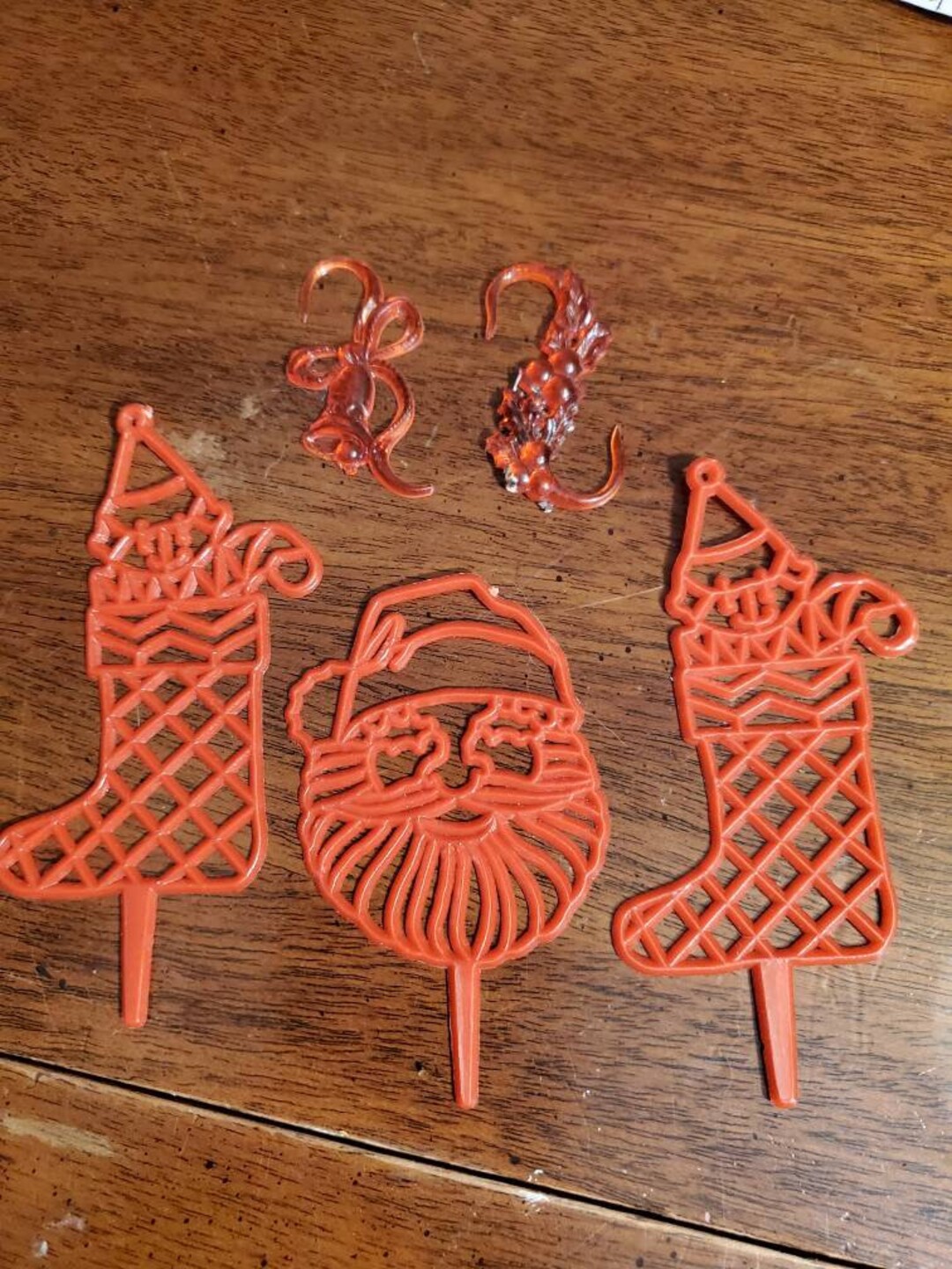 Vintage Christmas Cupcake Toppers & Plastic Ornament Hooks Hong Kong Etsy