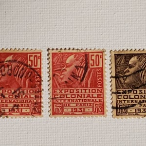 1931 France International Colonial Exhibition 2- 50c, 1- 40c 3 stamps