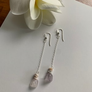 Rainbow fluorite crystal dangle earrings, fluorite chain dangle earrings, fluorite crystal earrings