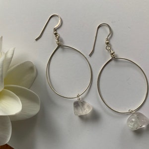 Sterling silver Fluorite crystal hoop earrings, rainbow fluorite hoops, fluorite crystal earrings