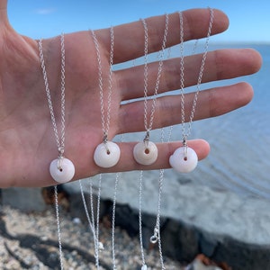 Puka shell necklace sterling silver, Hawaii puka shell necklace, white puka shell necklace