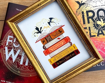 Fourth Wing Book Stack || 5x7 Print