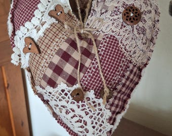 Heart~ Scrappy Home Spun~ Small Hanging Heart Decor ~ FREE Shipping