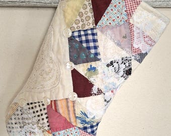Kerstkous gemaakt van gerecyclede vintage quilts ~ Speciaal zakje ~ GRATIS VERZENDING