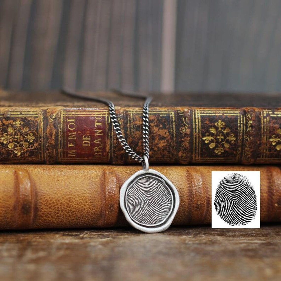 Memorial Necklace Keepsake Thumbprint Jewelry Fingerprint Etsy